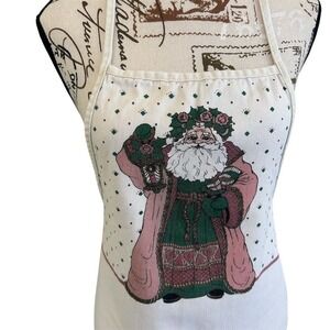 Christmas Santa Claus Apron Women Holiday Kitchen Cooking Baking Festive